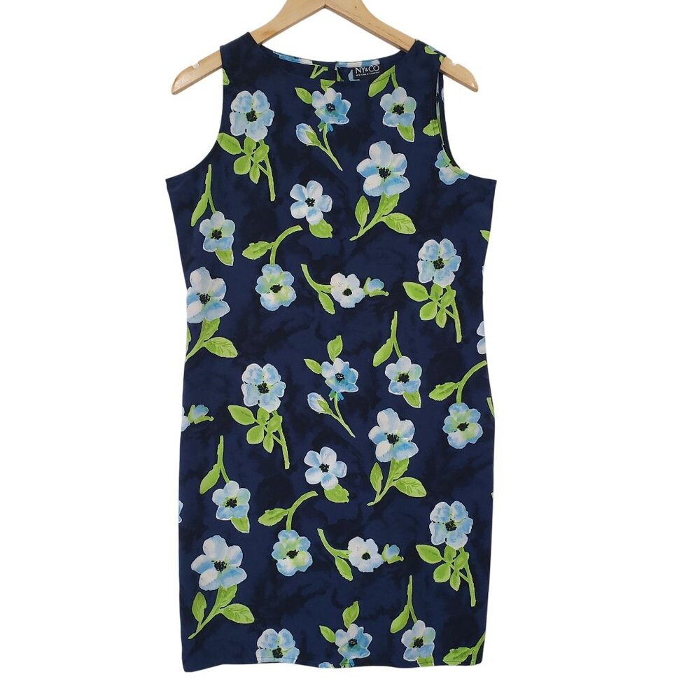 Vintage 90s NY & Co Floral Sleeveless Sheath Dress Size 8 Fairy Grunge Classic‎